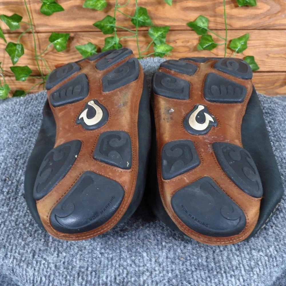 OluKai Moloa Mens Slip On Loafer Size 13 Casual‎ Walking Shoe Black Leather